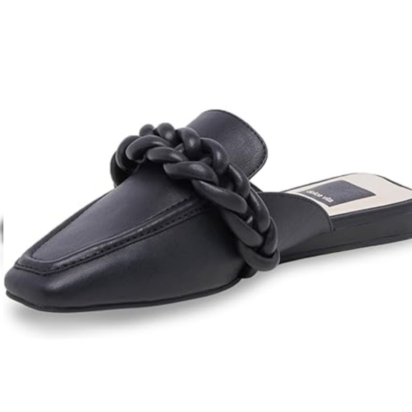 Dolce Vita Shoes - Dolce Vita Giovany Black Leather Braided Mule Slides Flats Designer Shoes